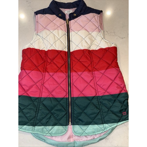 Crown & Ivy Vest Women's S Small Color Block Quilted Puffer Zipper Preppy‎ Pink - Picture 1 of 5